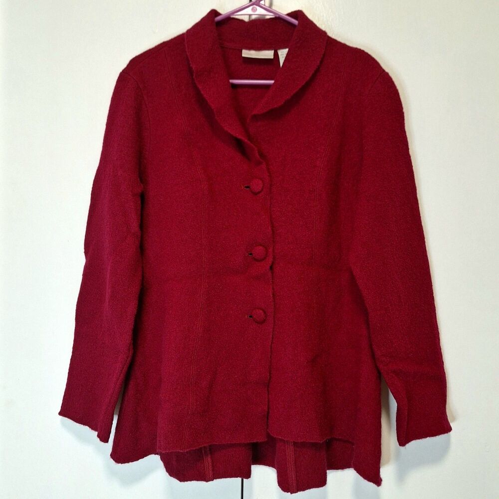 Soft Surroundings Red 100% Wool Cardigan Large
